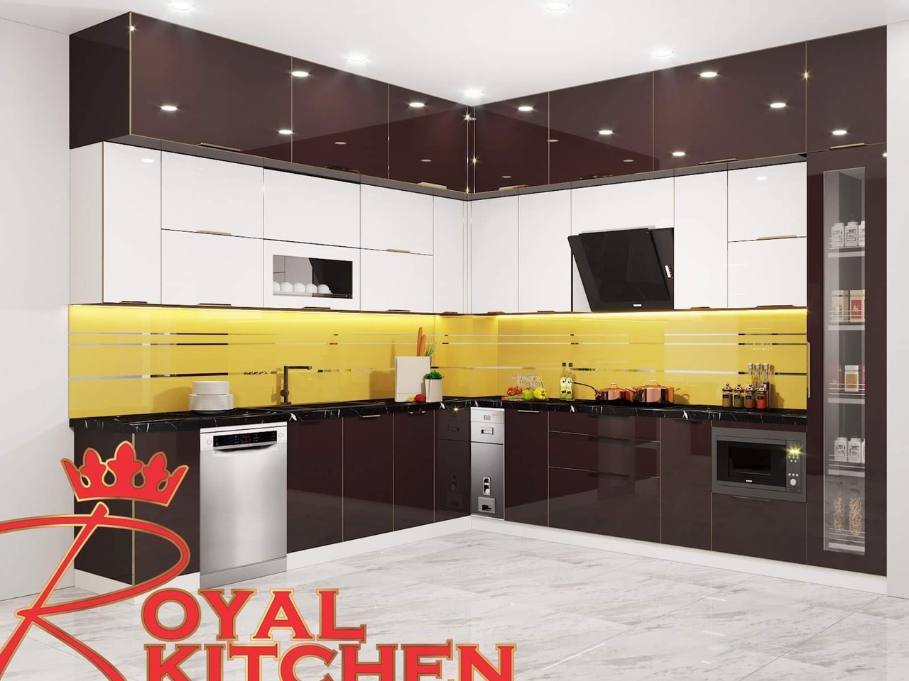 Tủ bếp cánh kính Royal Kitchen RK-11